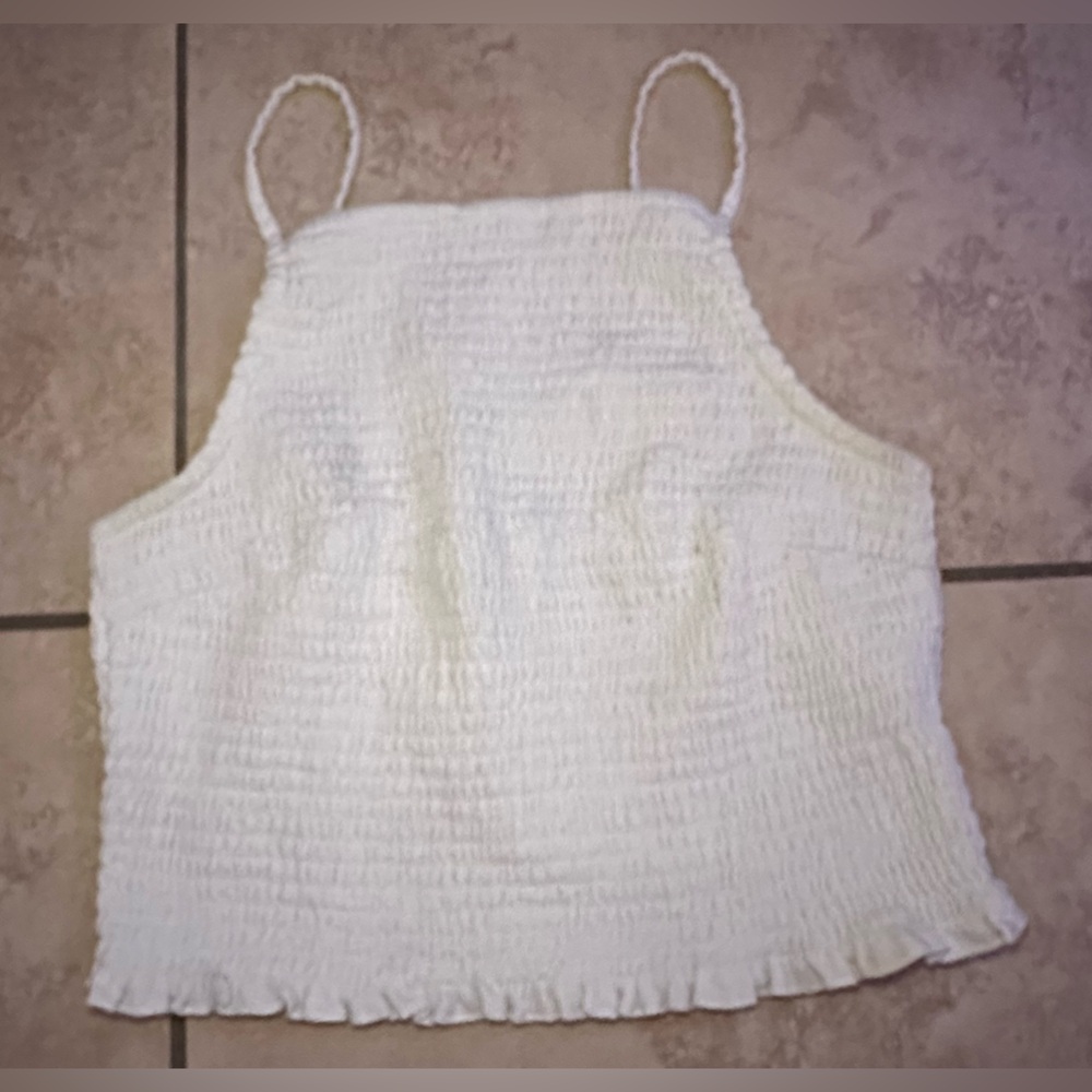 White Halter Crop Top